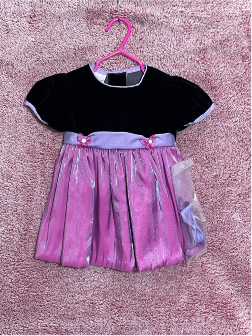 Girls vintage Rose Cottage Formal Dress 12 Months Black Purple with bow